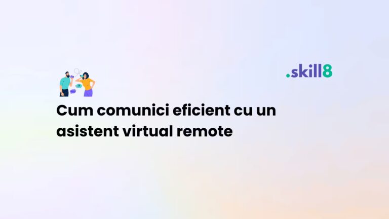 Antreprenor discutând online cu un asistent virtual remote – exemplu de comunicare clară și productivă.